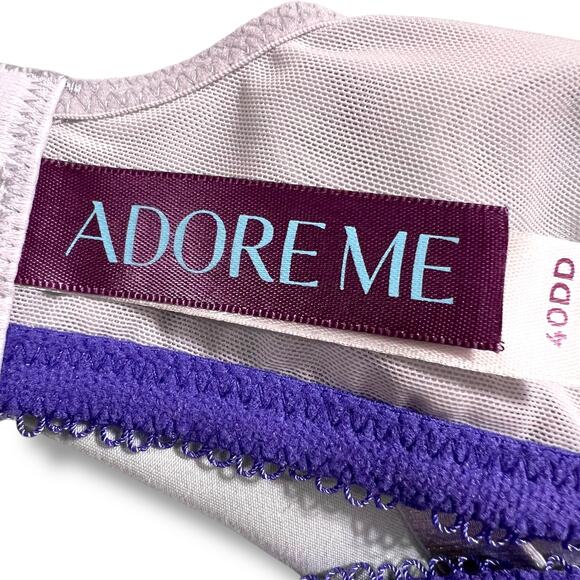 Adore Me Womens Balconette Bra Embroidered Floral Print Blue Lightly Lined 38DD - Picture 8 of 10